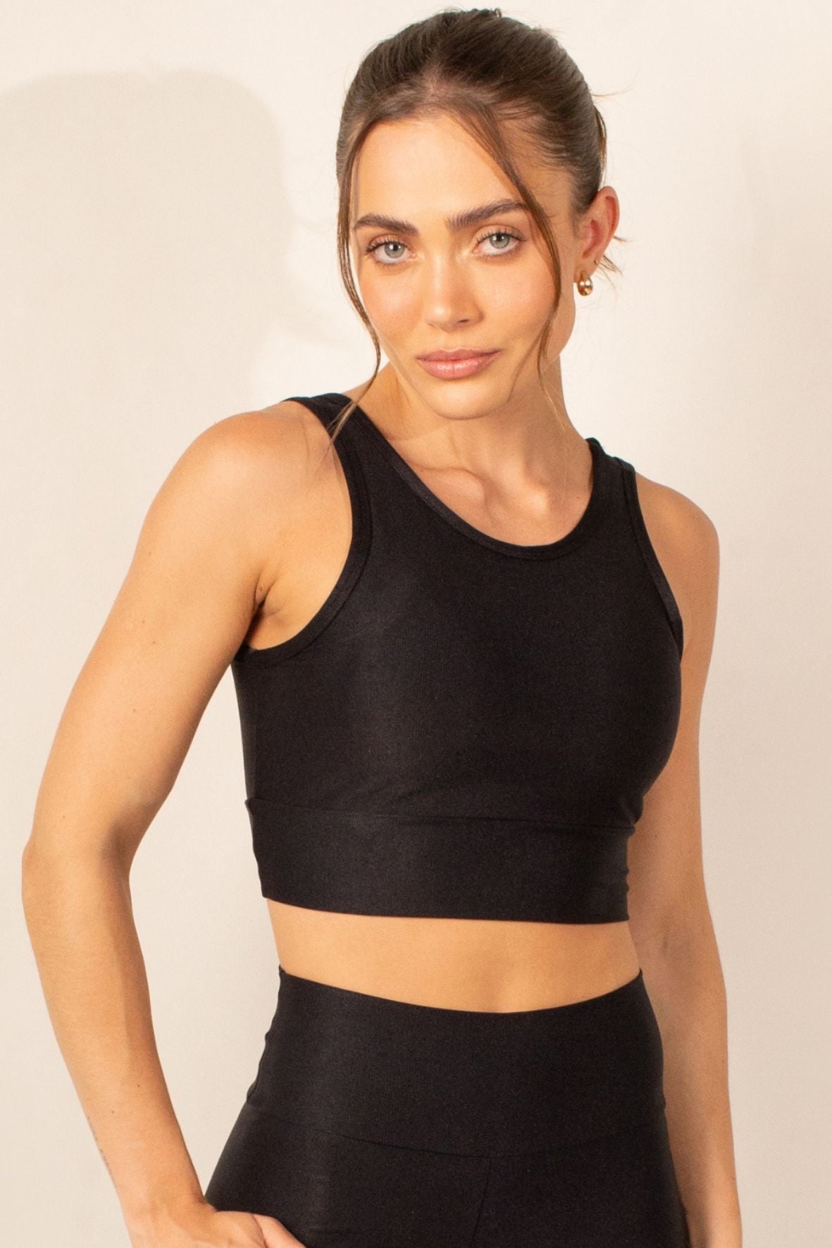 Top decote redondo lumen preto